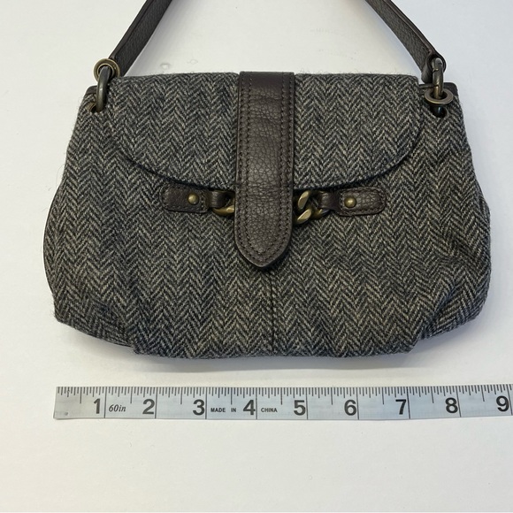 J Crew Womens Tweed 100% Wool Wristlet Gold Chain Magnetic Clasp Small Wristlet - Picture 8 of 11